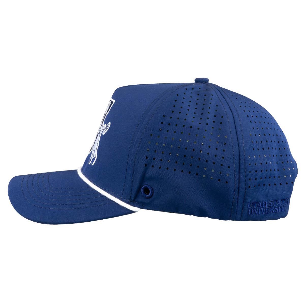 Woodn Grail navy utah state retro bull perforated golf tee holder cap